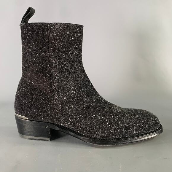 ALEXANDER MCQUEEN Size 7 Black Silver Metallic Leather Zip Up Boots main image 9